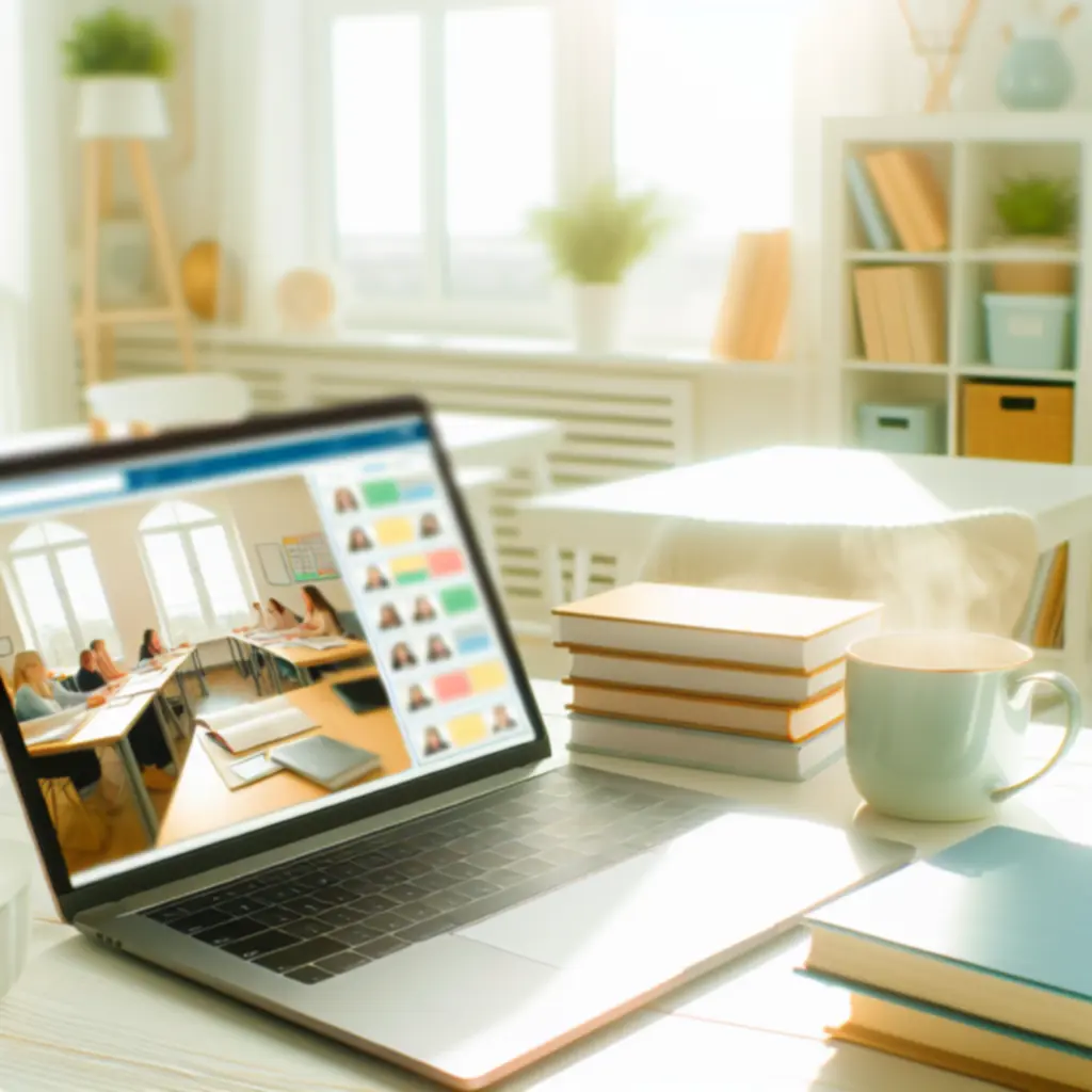 Student learning online at a desk using digital tools