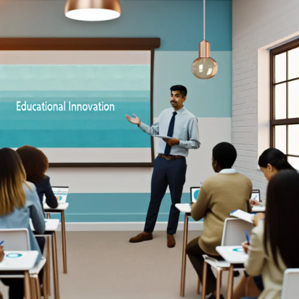 Consultant presenting educational insights to a group of educators.